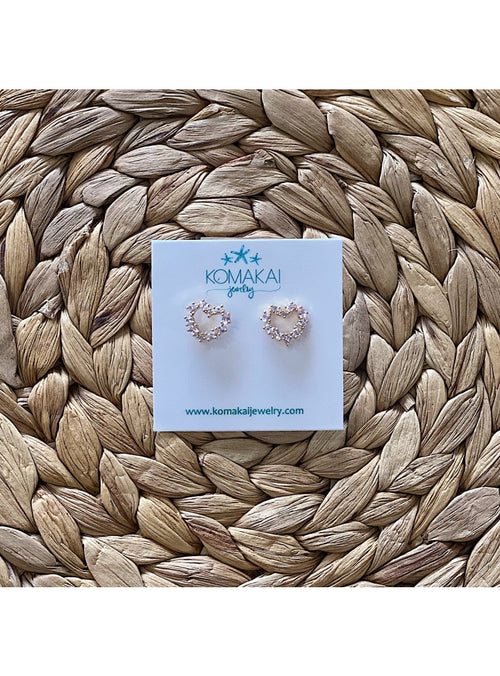Komakai Jewelry Jewelry Pave Heart Stud Earrings Pave CZ Heart Stud Earrings | Dainty Gemstone Jewelry | Valia H sungkyulgapa