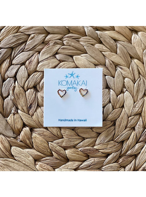 Komakai Jewelry Jewelry Rainbow Pave Heart Stud Earrings Rainbow Pave CZ Heart Stud Earrings | Dainty Gemstone Jewelry | Valia H sungkyulgapa
