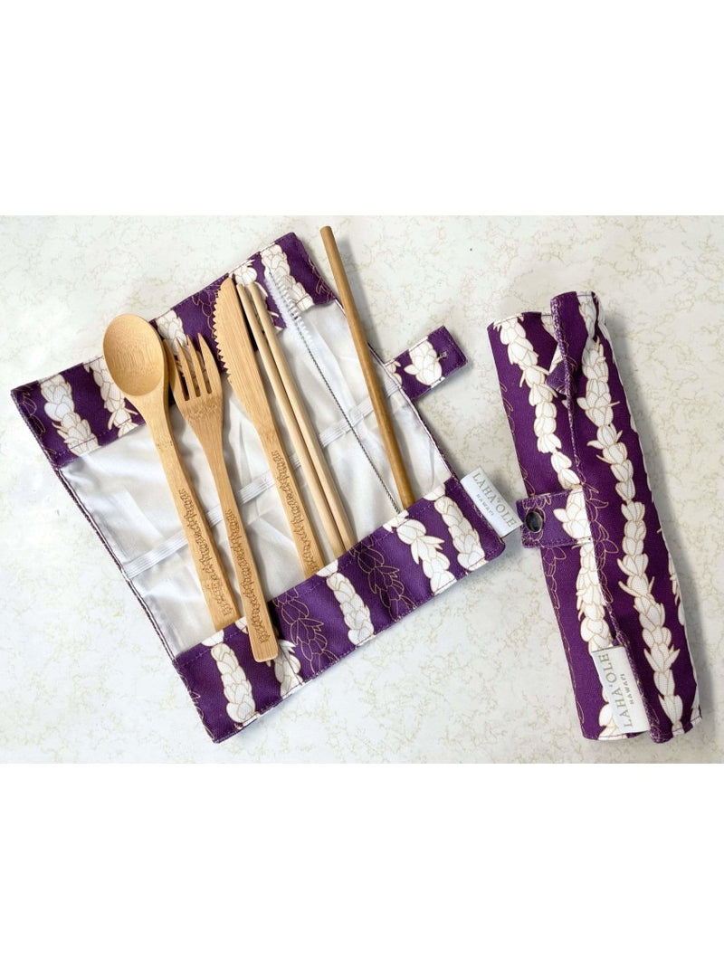 Laha’ole Home Pikake Lei Bamboo Cutlery Set sungkyulgapa