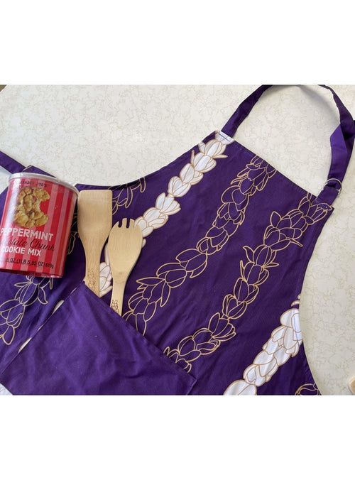 Laha’ole Home Pikake Lei Cooking Apron in Purple sungkyulgapa