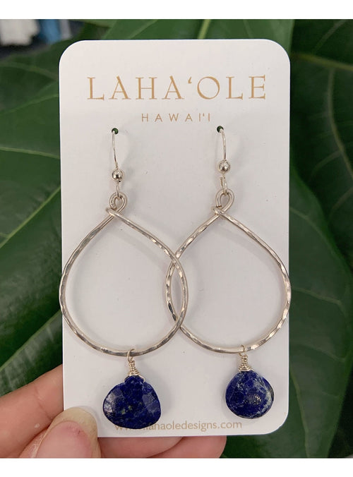 Laha’ole Jewelry SS Large Lapis Hoops Peach Pearl Hoop Earrings | Handmade Hawaiian Jewelry | sungkyulgapa sungkyulgapa