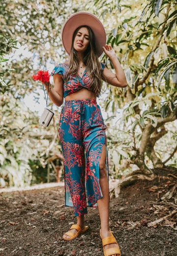 Pohaku Hawaii pants Kona Slit Capri in Koa Kalea Women's High-Low Dress| Dresses | sungkyulgapa sungkyulgapa