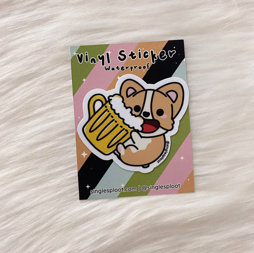 Single Sploot Stationary Beer Corgi Sticker Beer Corgi Sticker | Single Sploot at sungkyulgapa sungkyulgapa