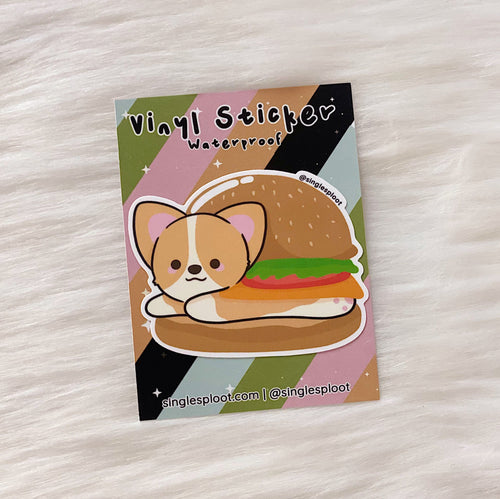 Single Sploot Stationary Hamburger Corgi Sticker Hamburger Corgi Sticker | Single Sploot at sungkyulgapa sungkyulgapa