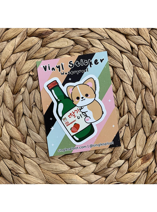 Single Sploot Stationary Strawberry Soju Corgi Sticker Strawberry Soju Corgi Sticker | Single Sploot at sungkyulgapa sungkyulgapa