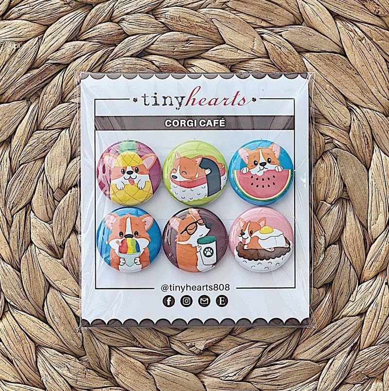 Tiny Hearts Gift Corgi Cafe Tiny Hearts Magnet Set Foodie Magnets | Handmade Fridge Magnets | Tiny Hearts sungkyulgapa