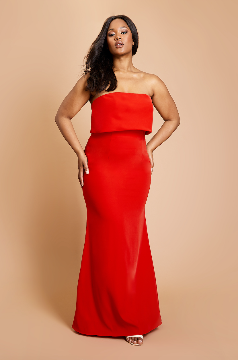 Blaze Strapless Maxi Dress With Overlay, UK 10 / US 6 / EU 38 / Red