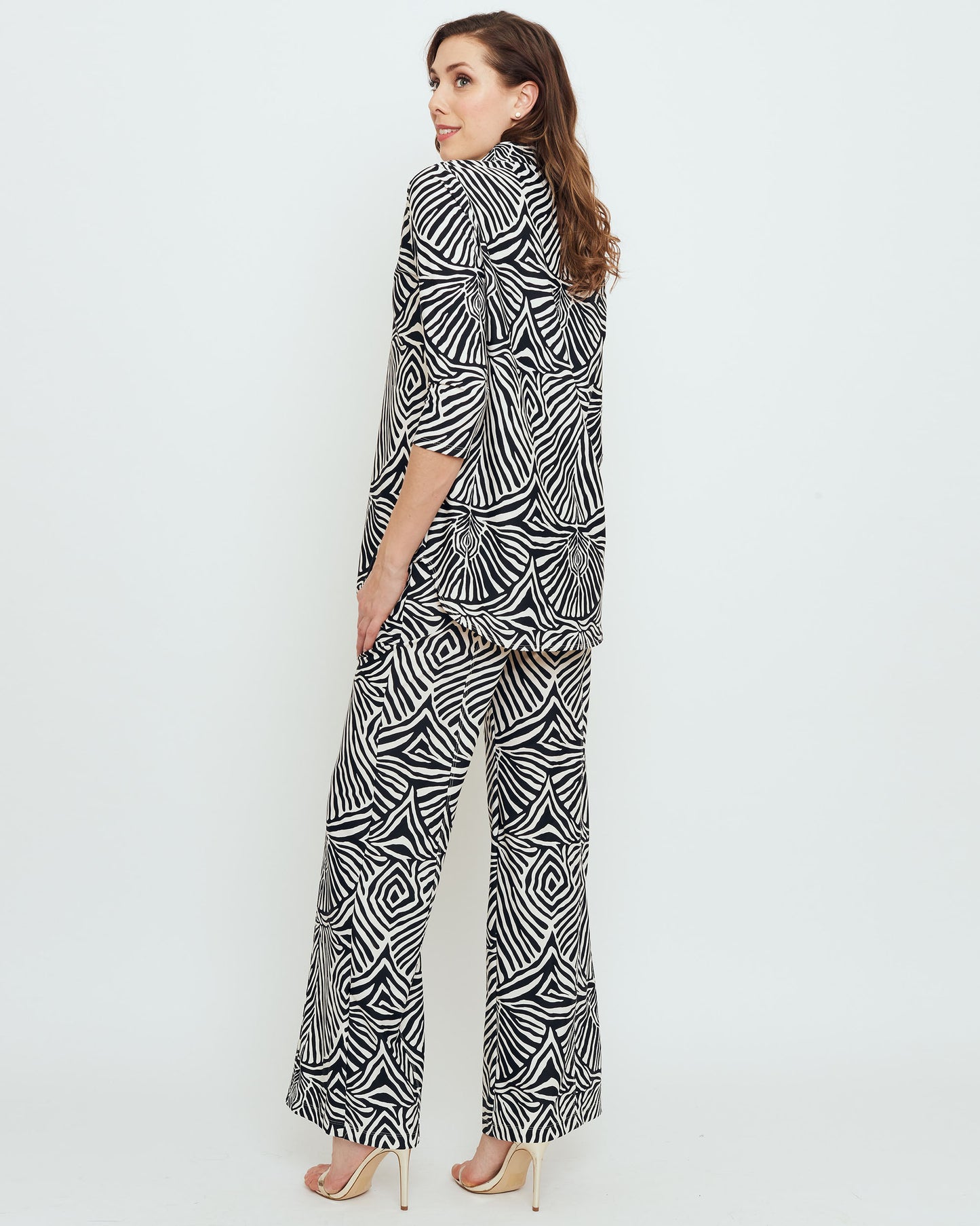 Salina Top Stitch Pant in Black Safari Stripes