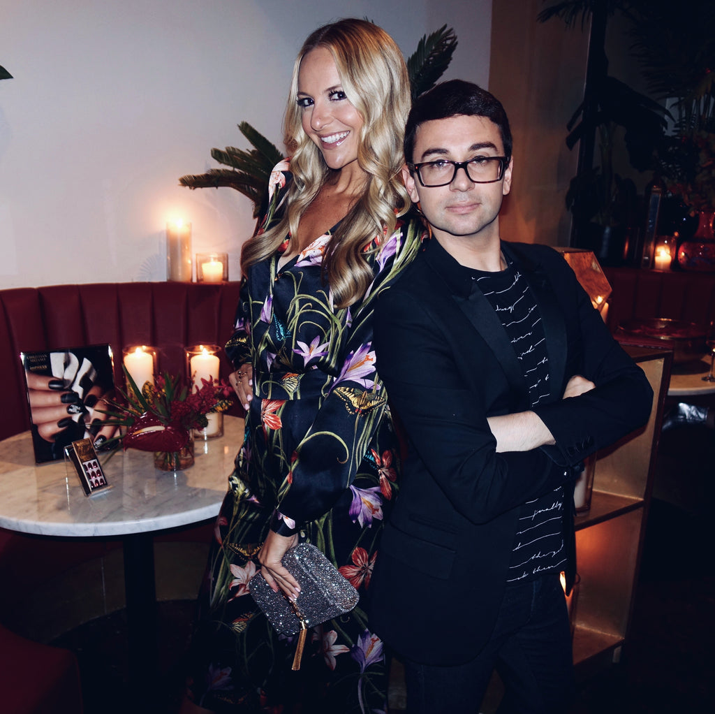 Jackie Miranne with Christian Siriano in NYC wearing HARK and Hammer silk pajama trend