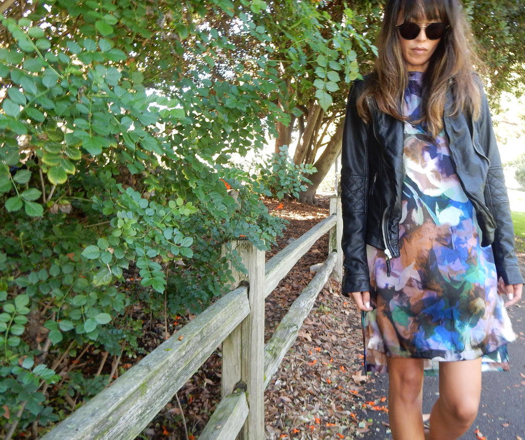 Seasonless silk dress by HarkandHammer. Italian silk + artistic print. Made in LA