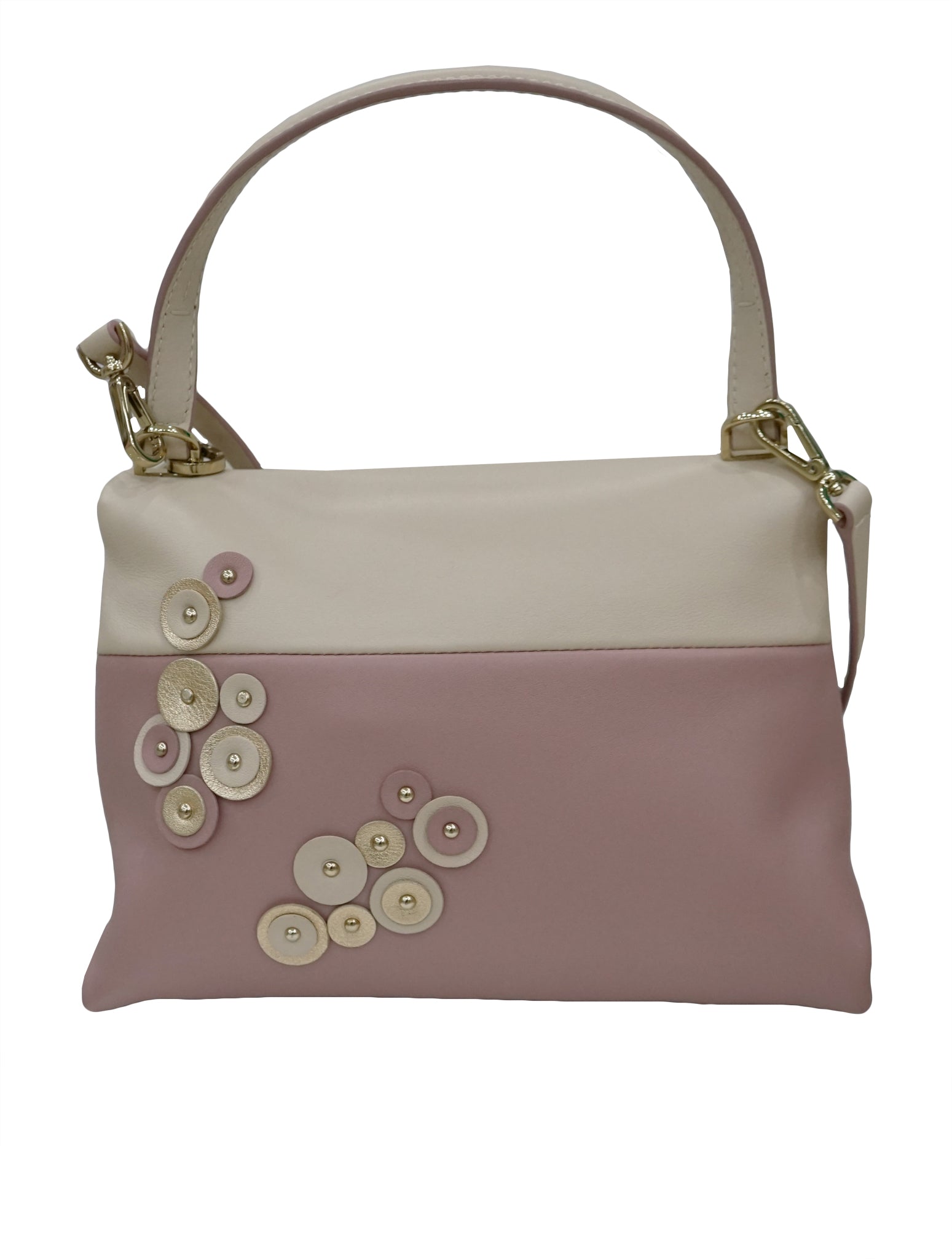 FLORAL EMBELLISHED LEATHER SATCHEL BAG