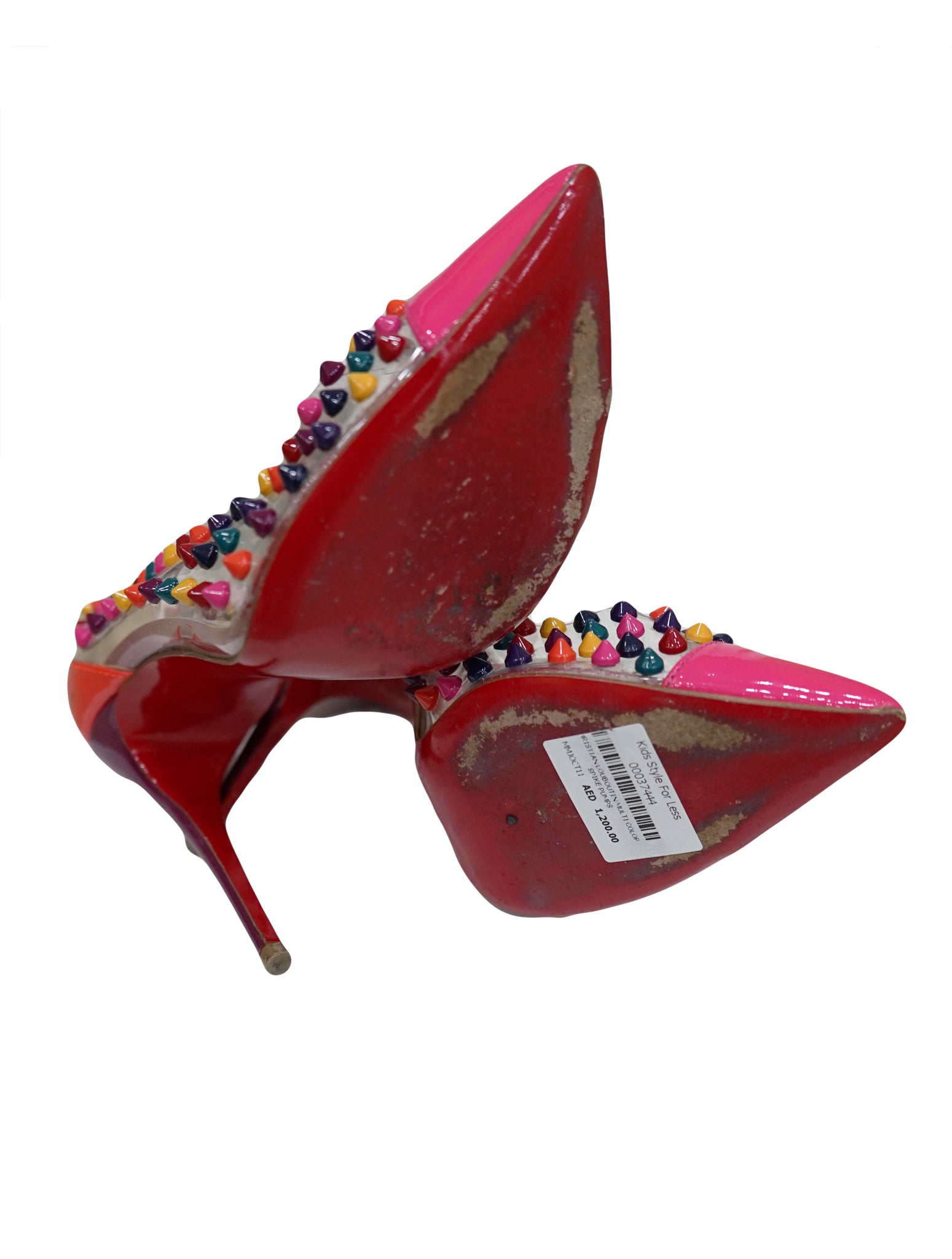 MULTICOLOR STUDDED PVC SPIKE PUMPS