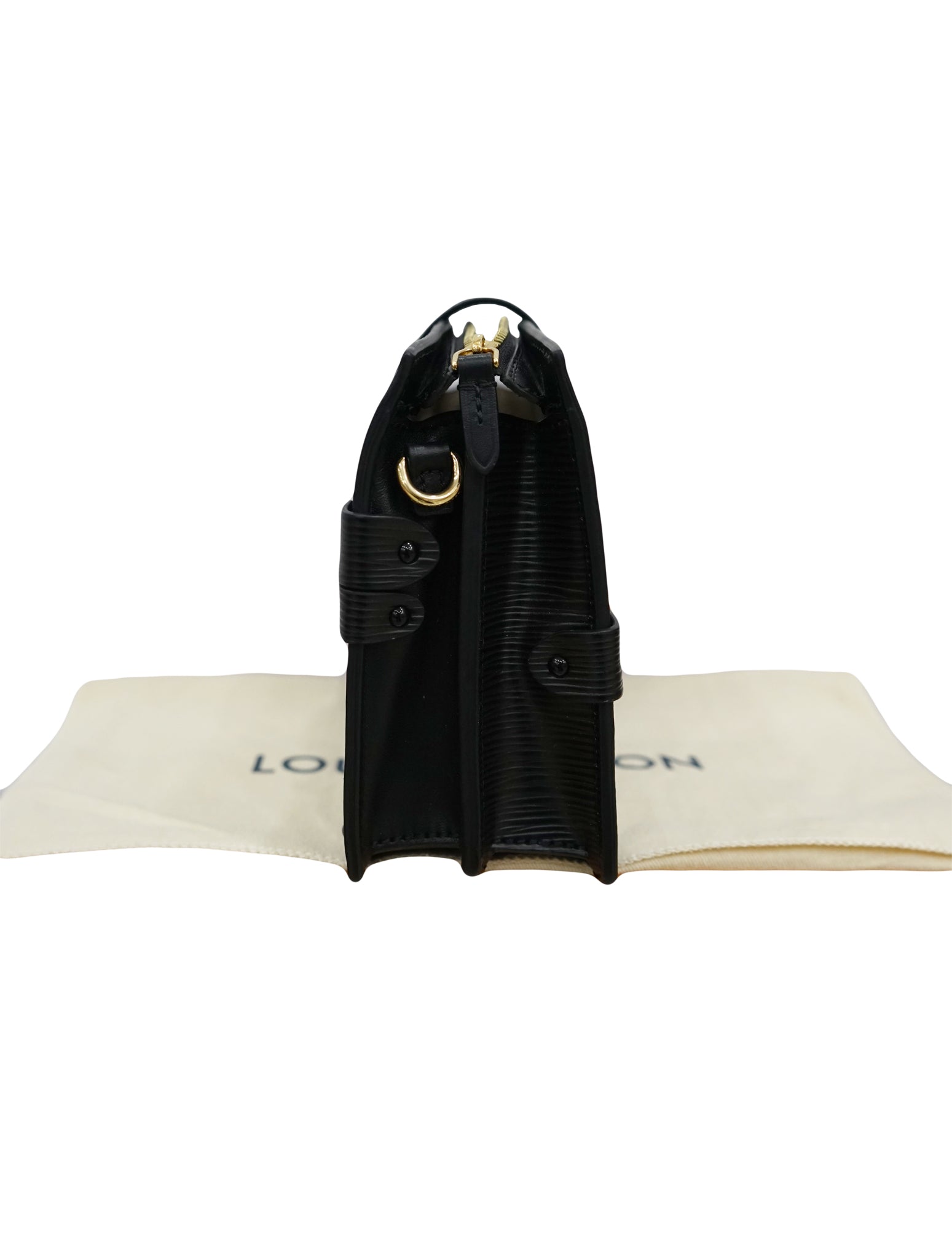 BLACK EPI LEATHER TRUNK CLUTCH