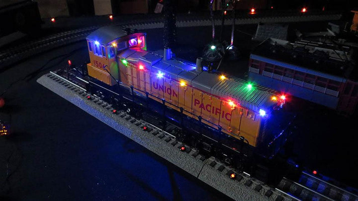Model train with string light