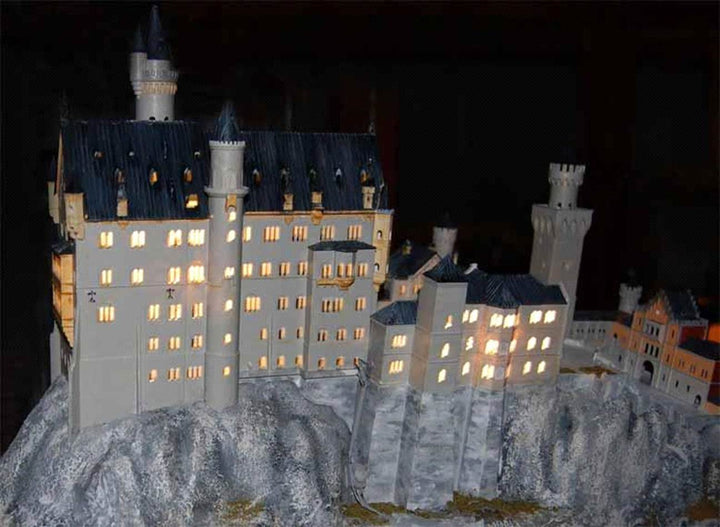 Miniature castle scene with LED light