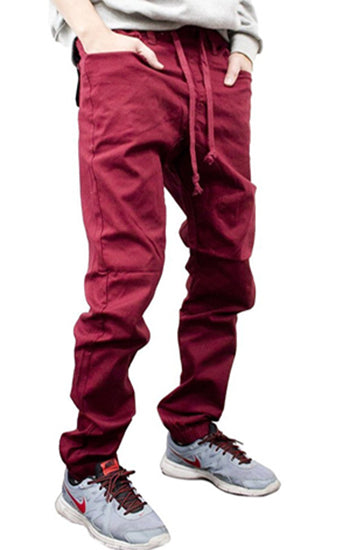 burgundy twill joggers