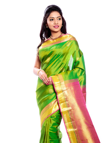 green kanchipuram silk saree