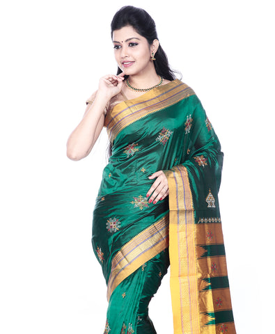 Pure Silk Ilkal Saree with Kasuti Embroidery