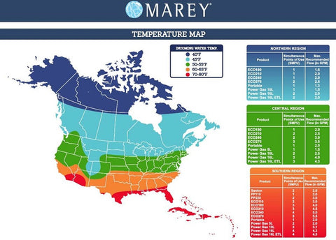 Marey Eco Tankless Water Heater Temp Map
