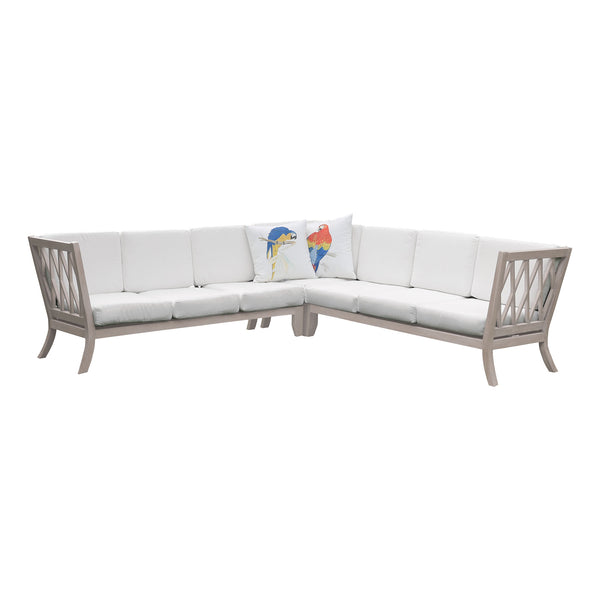 Hilton Outdoor Sectional Henna Teak Mid Century Modern Dining