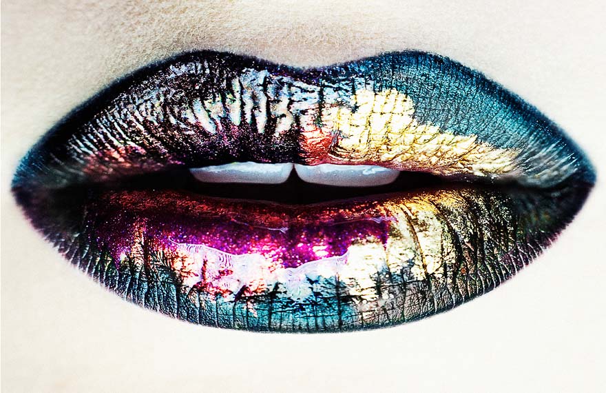 art lipstick makeup on lips by Mily Serebrenik