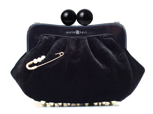 velvet black clutch