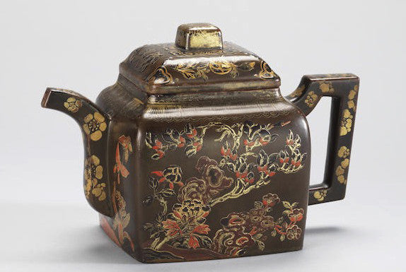 A Rare Imperial Lacquered and Enamelled Yixing Stoneware Teapot/Qianlong seal mark and of the period