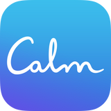 The word calm in white on a blue background