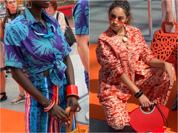 Fashion Runway show at NY NOW 2019. Models wearing our Channapatna handcrafted lacquered wooden bangles
