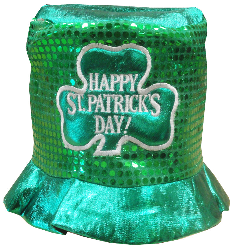 Happy St. Patrick's Day Sequin Top Hat