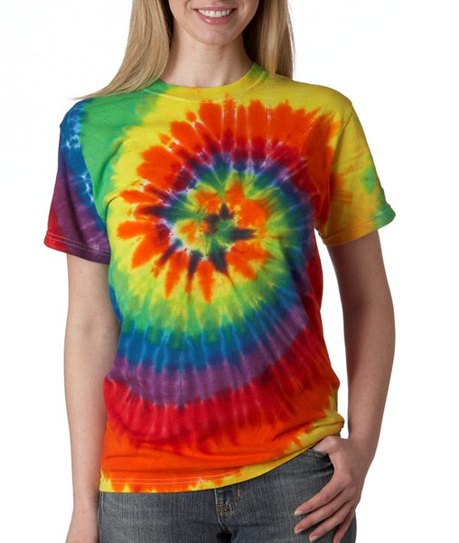 Premium Hand Made Tie Dye T-Shirts - Rainbow Swirl.