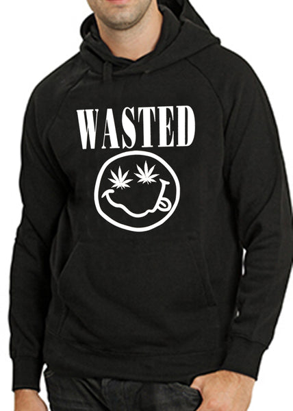 Wasted Pot Leaf Smiley Face Adult Hoodie #2235a
