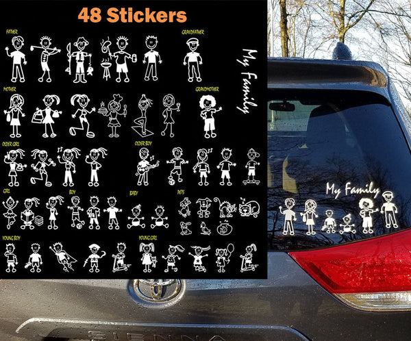 48 Stick Figures Full Collection Package My Family Car Window Decal St