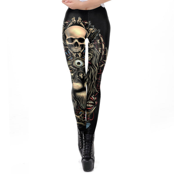 New Women 3D Gothic Punk Rock Skeleton Skull Leggings Yoga Pants Joggers _GAIGAI