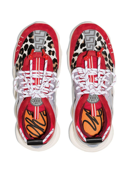 VERSACE Chain Reaction Sneakers, Red 