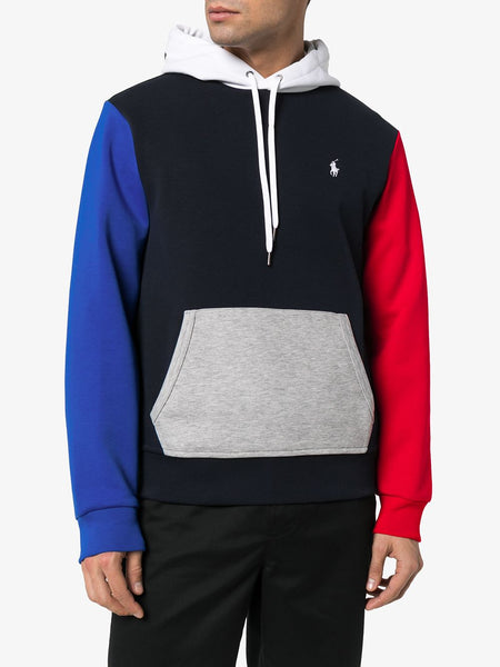 color block polo hoodie