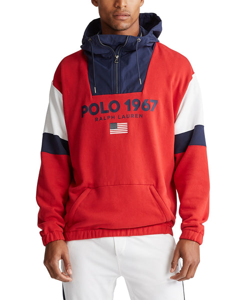 red polo fleece hoodie