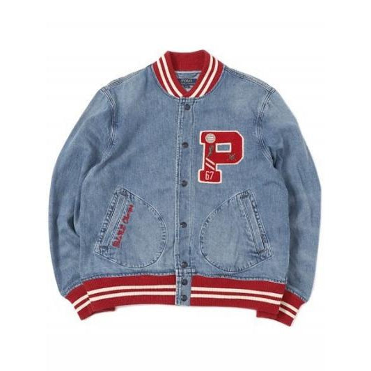 polo denim varsity jacket