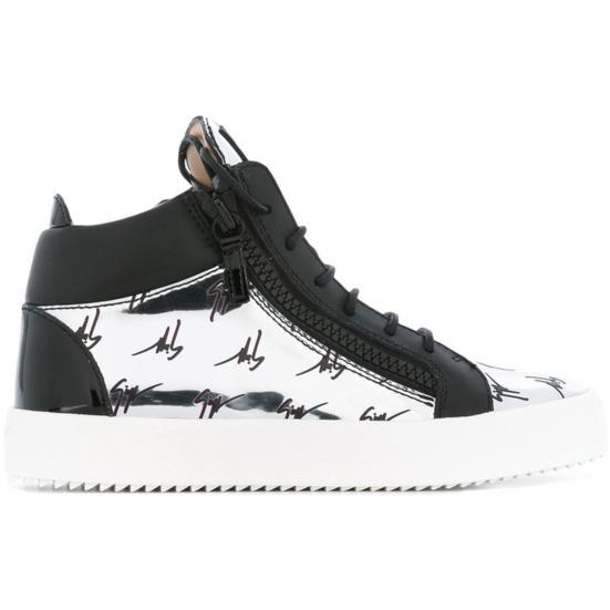 giuseppe zanotti black and white sneakers