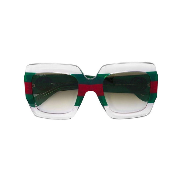 GUCCI Square Frame Sunglasses, Green 