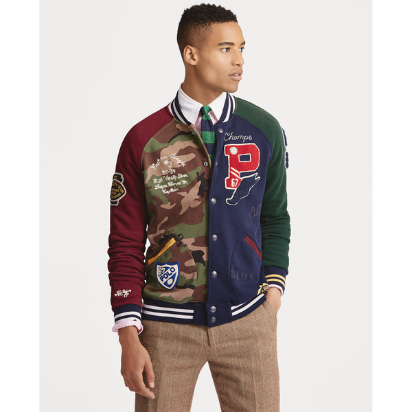 polo patchwork baseball jacket