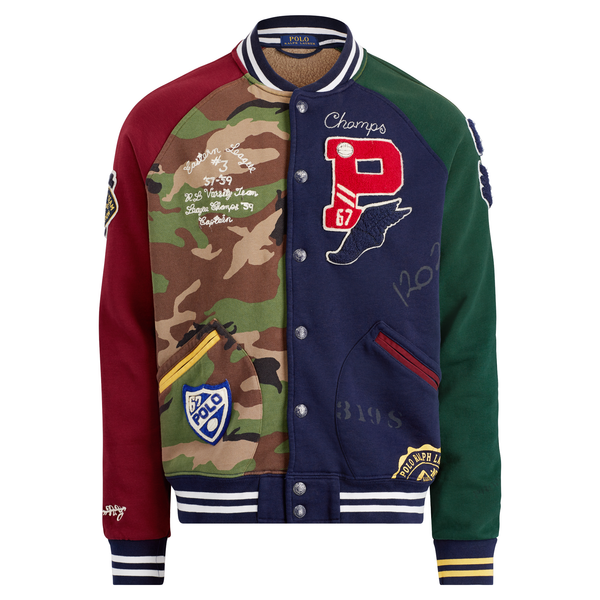 polo ralph lauren patchwork baseball jacket