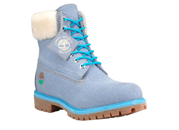 champion x timberland boots blue