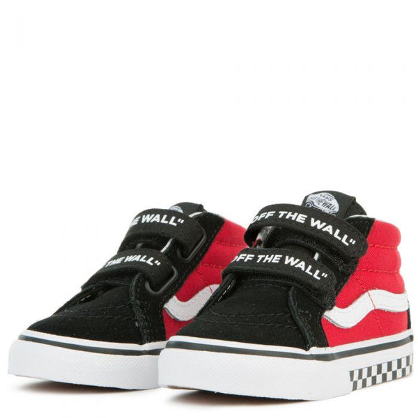 red and black velcro vans