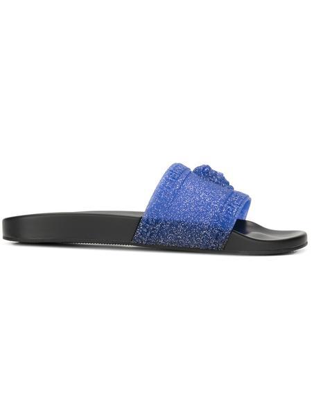 blue versace slides