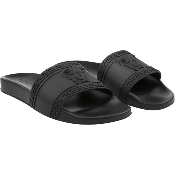 mens black versace slides