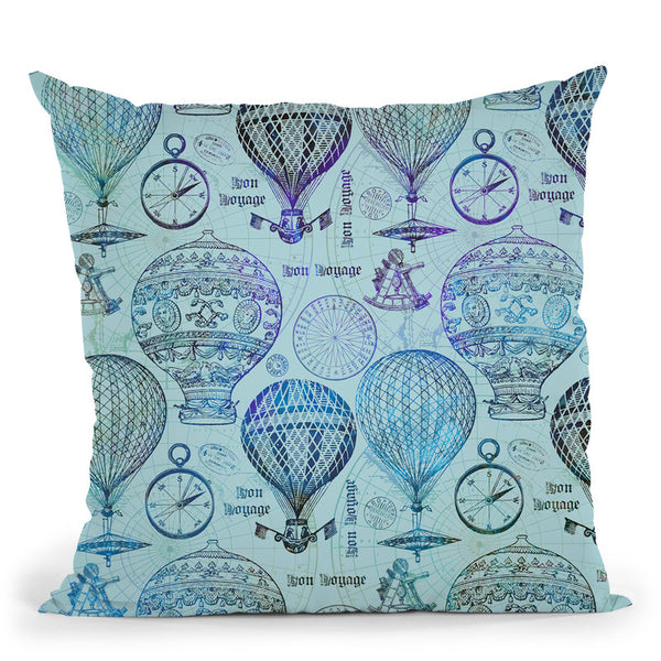 Vintage Travel Blue Throw Pillow By Andrea Haase