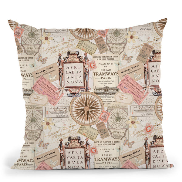 Vintage Travel Brown Throw Pillow By Andrea Haase
