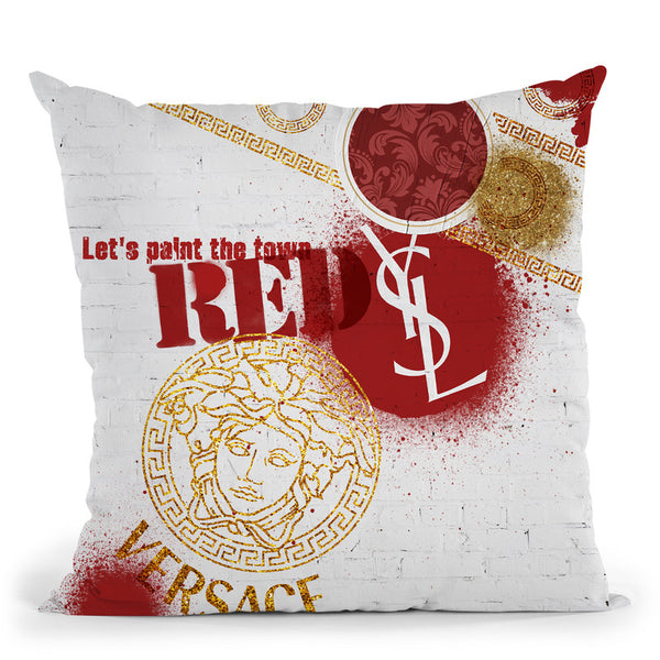 Fashion Stencil Red Throw Pillow By Alexandre Venancio