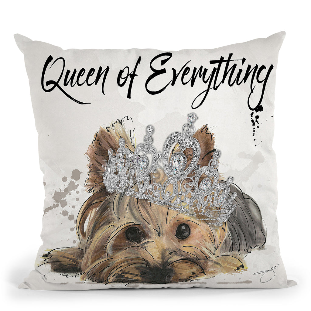 Queen Of Everything Yorkie Throw Pillow 